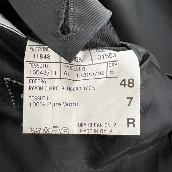 Canali Saks Fifth Men's 48 R Black Blue Striped 100% Wool 3 Button Jacket Coat - Picture 5 of 6